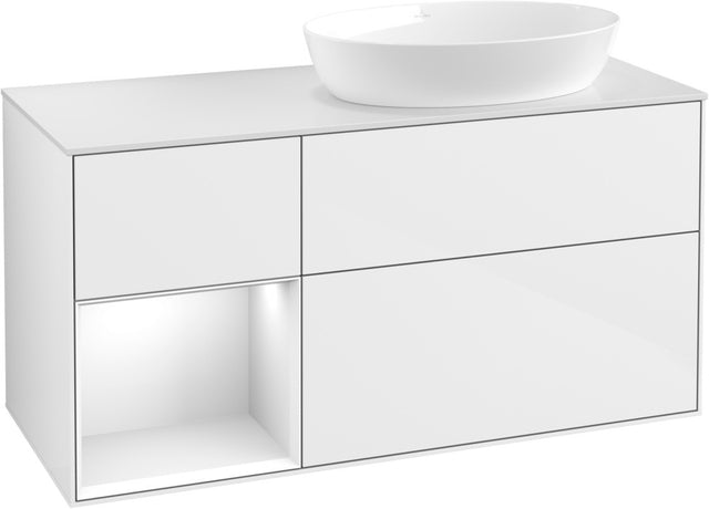 Villeroy & Boch Finion Waschtischunterschrank 1200 mm Glossy White Lacquer mit Beleuchtung