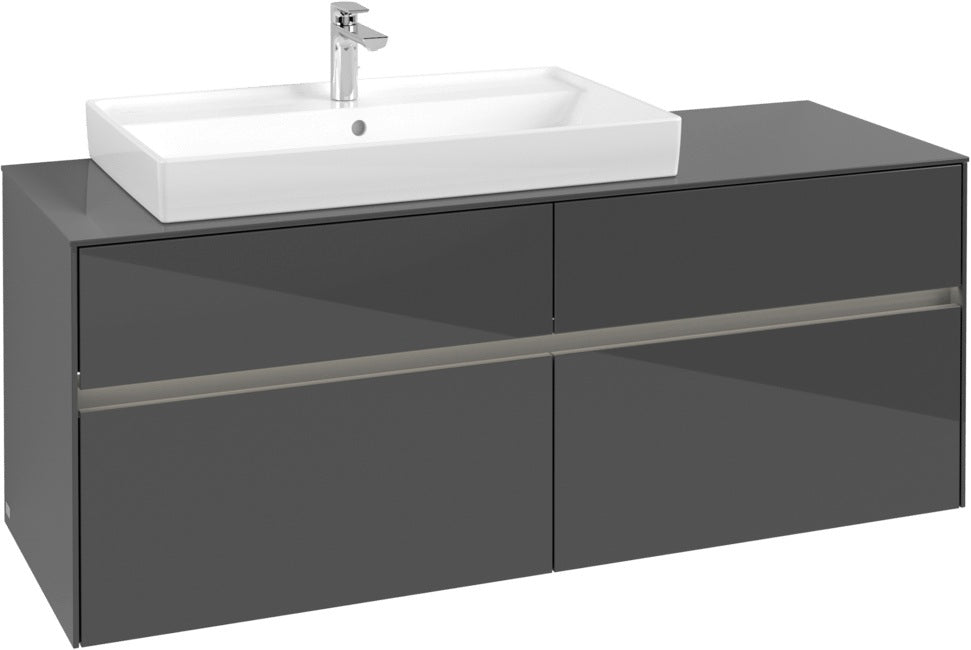 Villeroy & Boch Waschtischunterschrank Collaro C089 B0 1400 mm Glossy Grey mit Beleuchtung und SoftClosing