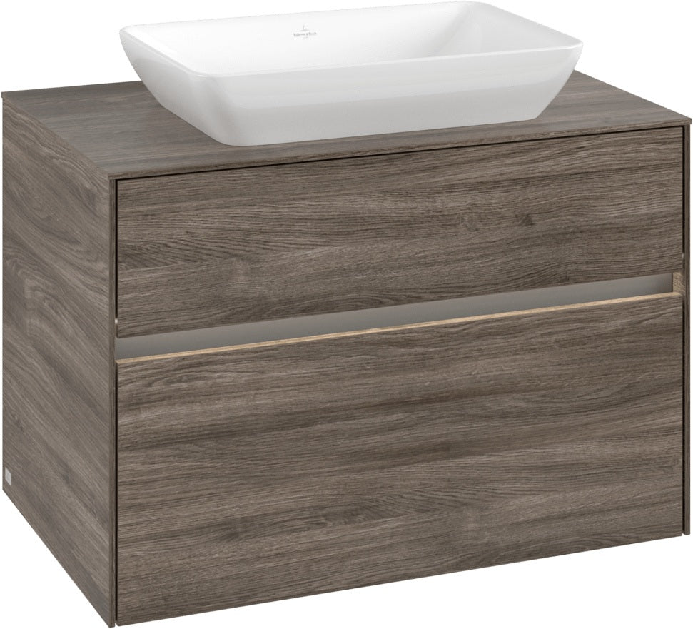 Villeroy & Boch Waschbeckenunterschrank Collaro C108 B0 800 mm Stone Oak mit LED-Beleuchtung