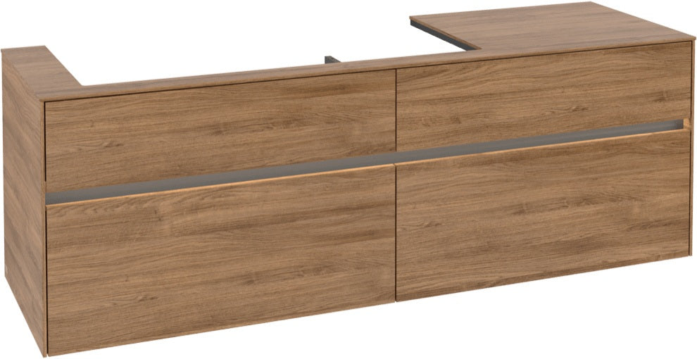 Villeroy & Boch Waschtischunterschrank Collaro C029 B0 1600 mm Kansas Oak mit LED-Beleuchtung