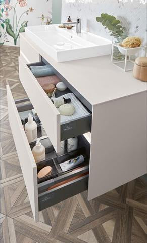 Villeroy & Boch Collaro Waschtischunterschrank 1600 mm mit LED-Beleuchtung und 4 Auszügen in Truffle Grey