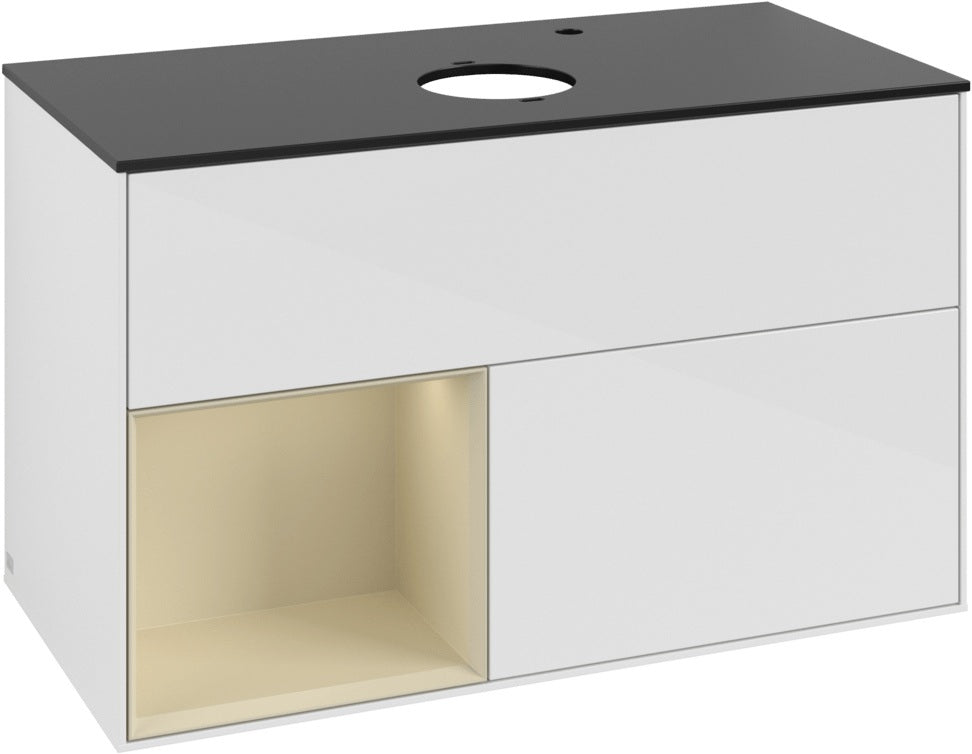 Villeroy & Boch Finion Waschbeckenunterschrank G892G 1000 mm Glossy White Lacquer mit Beleuchtung