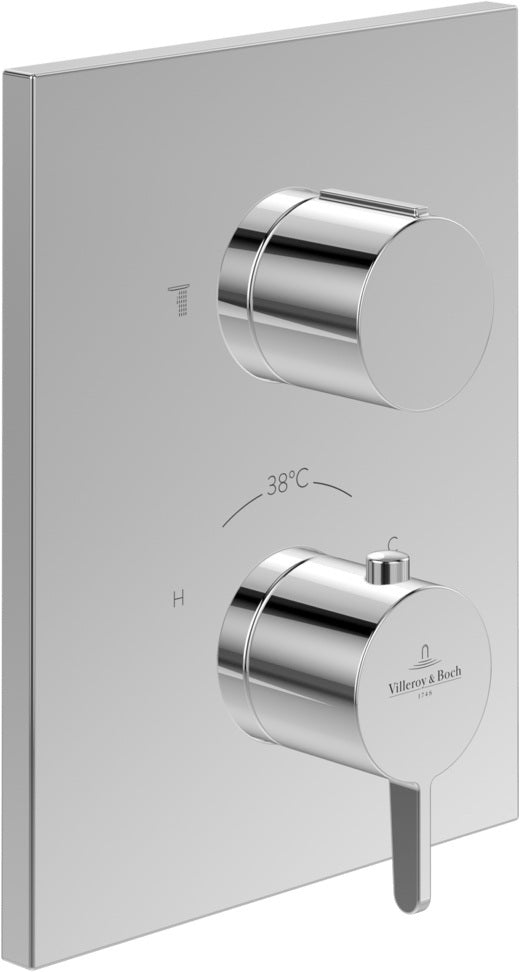 Villeroy & Boch Conum Unterputz-Thermostat TVS127002000 – Zweiwege-Mengenregulierung, Chrom, Rund