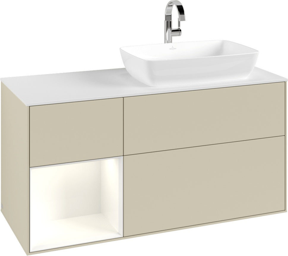 Villeroy & Boch Finion Waschbeckenunterschrank 1200 mm Glossy White Lacquer mit Beleuchtung