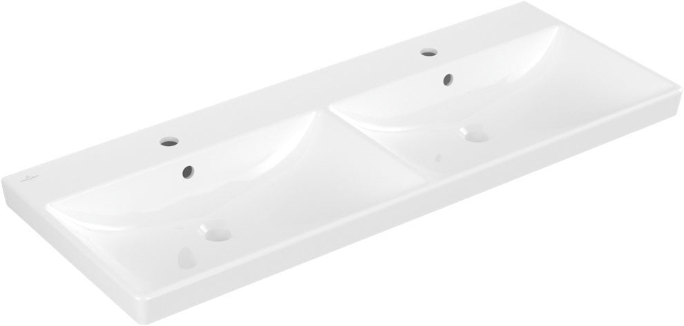Villeroy & Boch Avento Doppelwaschtisch 1200 mm Weiß Alpin – Wandmontage, 2 Becken