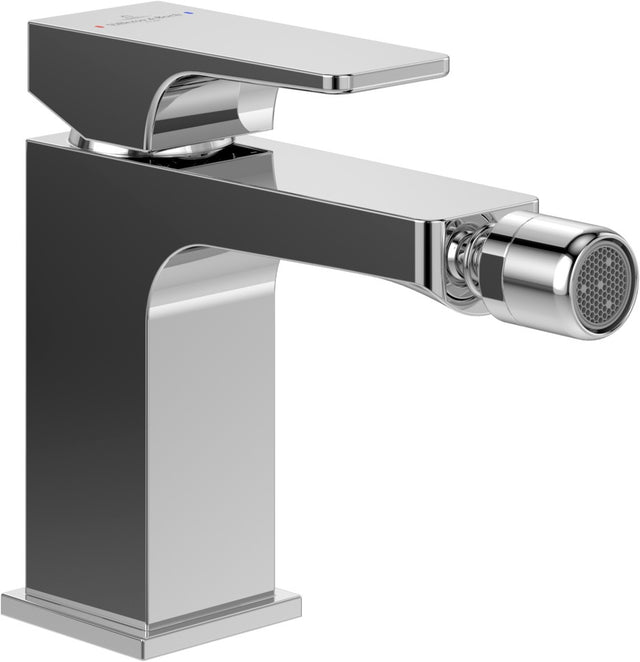 Villeroy & Boch Architectura Square Einhebel-Bidetarmatur eckig Chrom mit Ablaufgarnitur