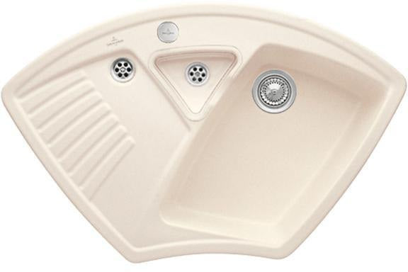 Villeroy & Boch Eckspüle Arena Eck 975x625mm Ivory CeramicPlus mit Ablaufgarnitur