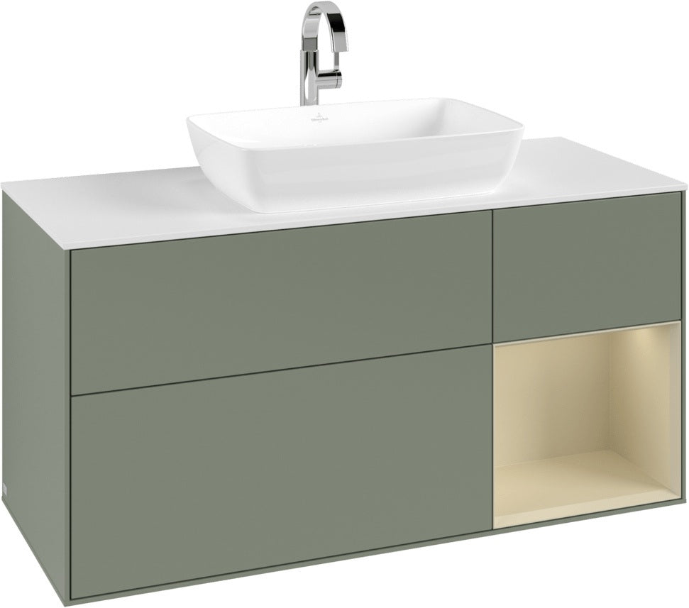 Villeroy & Boch Waschtischunterschrank Finion G831G 1200 mm Glossy White Lacquer mit Beleuchtung