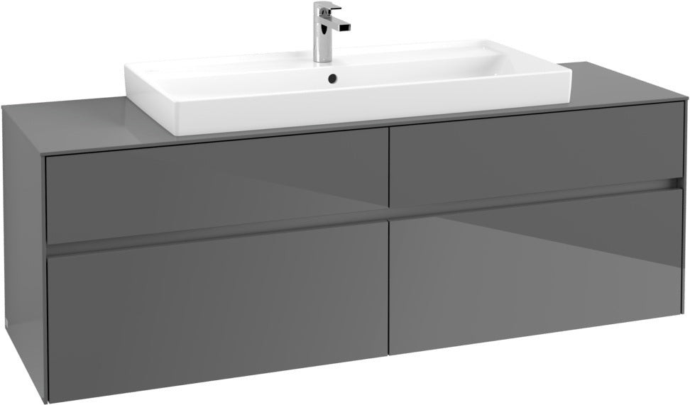 Villeroy & Boch Collaro Waschtischunterschrank 1600 mm Glossy Grey mit 4 Auszügen und SoftClosing