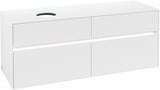 Villeroy & Boch Collaro Waschtischunterschrank 1400 mm mit LED-Beleuchtung und 4 Auszügen, White Wood