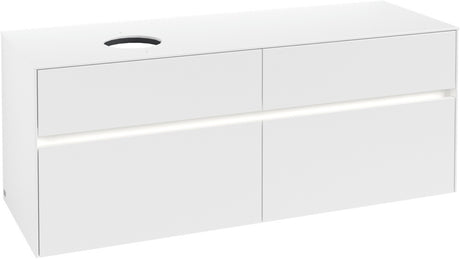 Villeroy & Boch Collaro Waschtischunterschrank 1400 mm mit LED-Beleuchtung und 4 Auszügen, White Wood