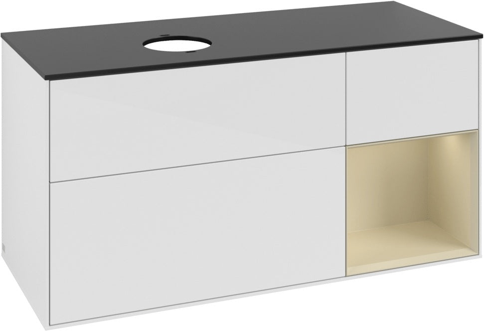 Villeroy & Boch Finion Waschtischunterschrank 1200 mm Glossy White Lacquer mit LED-Beleuchtung