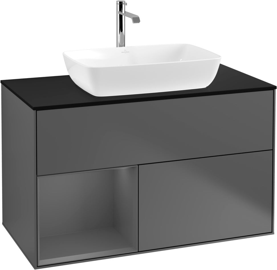 Villeroy & Boch Finion Waschbeckenunterschrank Glossy White mit Beleuchtung, 1000 mm