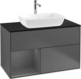 Villeroy & Boch Finion Waschbeckenunterschrank Glossy White mit Beleuchtung, 1000 mm