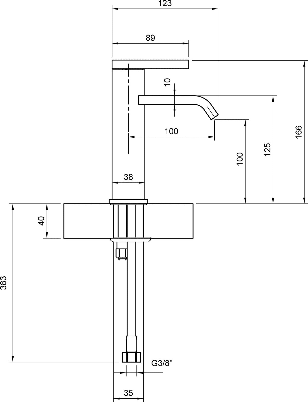 Villeroy & Boch Dawn Einhebel-Waschtischarmatur TVW10610315 – Chrom, 38 x 123 x 166 mm, Comfortstrahl & AirPlus