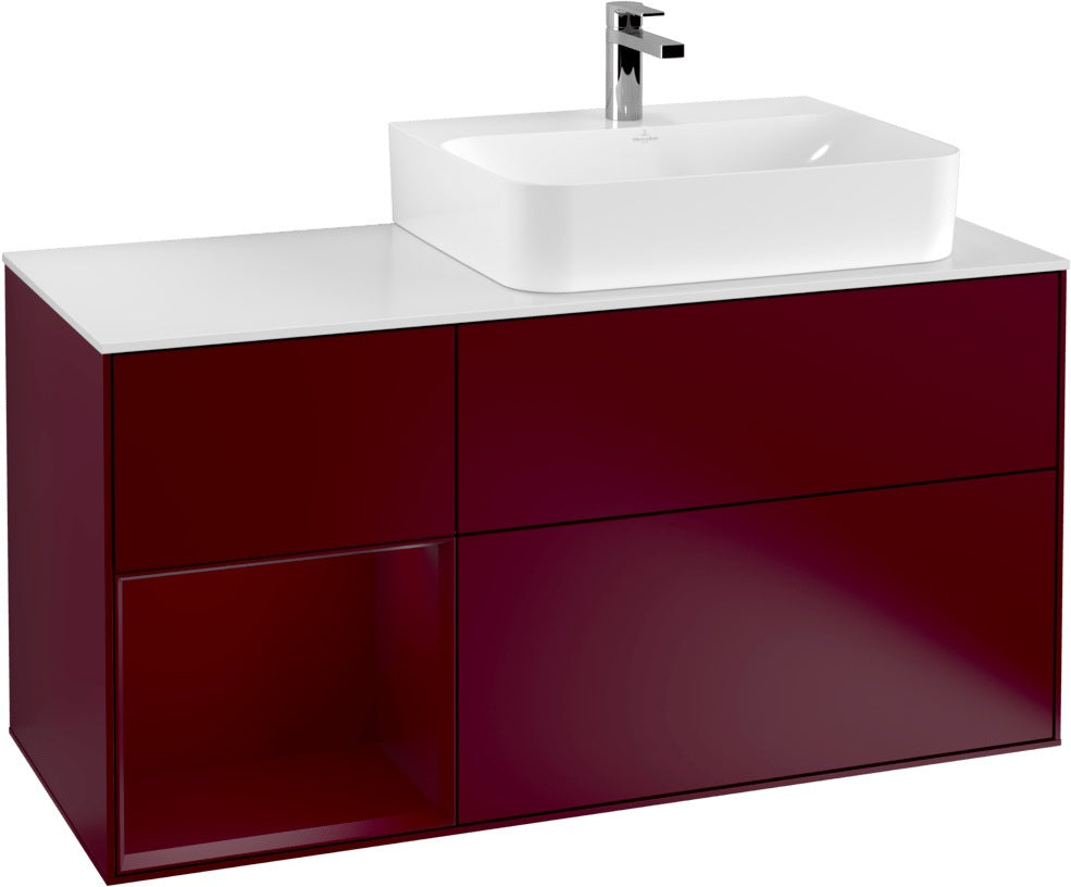 Villeroy & Boch Waschtischunterschrank Finion G141G 1200 mm Glossy White mit LED-Beleuchtung