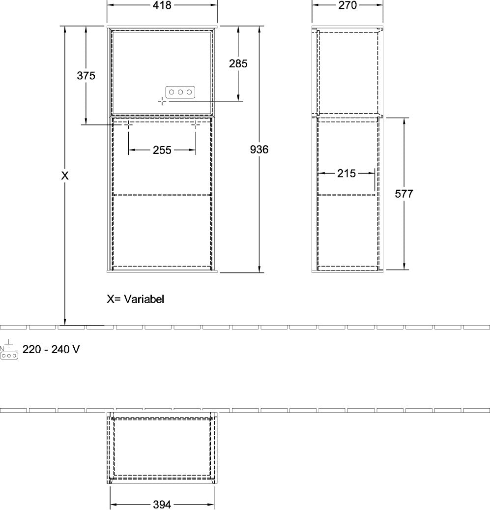 Villeroy & Boch Finion Seitenschrank G510GF, 418 mm, Glossy White Lacquer, mit Beleuchtung