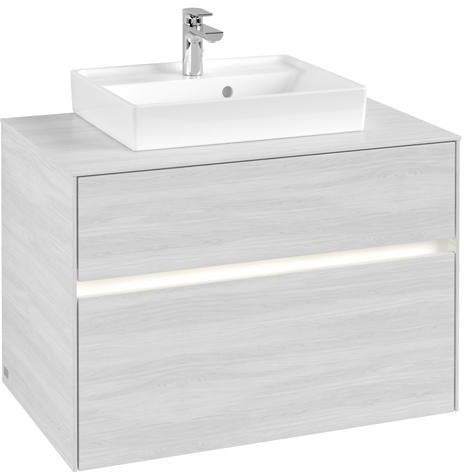 Villeroy & Boch Collaro Waschtischunterschrank 800 mm mit LED-Beleuchtung und 2 Auszügen in White Wood