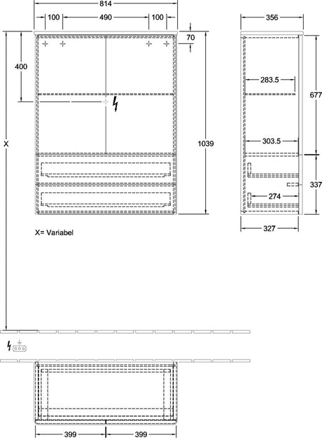 Villeroy & Boch Antao Highboard 814 mm mit LED-Beleuchtung, Push-Open & Soft-Close – Stone Grey Matt