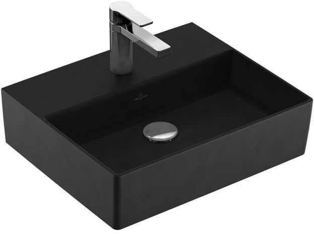 Villeroy & Boch Memento 2.0 Waschtisch 500x420 mm rechteckig ohne Hahnloch Ebony CeramicPlus
