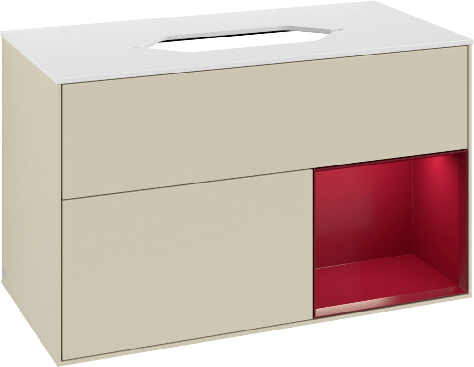 Villeroy & Boch Finion Waschbeckenunterschrank 1000 mm Silk Grey Matt mit Beleuchtung