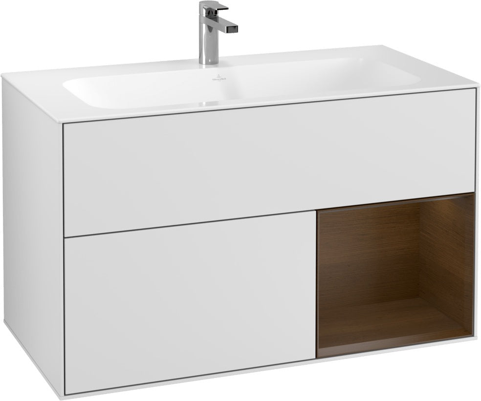 Villeroy & Boch Finion Waschtischunterschrank 996 mm Glossy White Lacquer mit LED-Beleuchtung