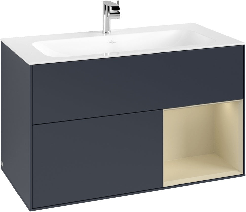 Villeroy & Boch Finion Waschtischunterschrank 996 mm Glossy White Lacquer mit LED-Beleuchtung