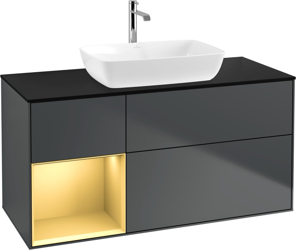 Villeroy & Boch Finion Waschtischunterschrank 1200 mm Glossy White Lacquer mit Beleuchtung