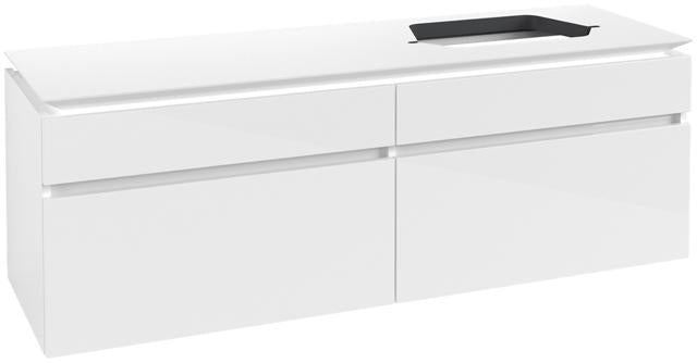 Villeroy & Boch Legato Waschtischunterschrank 1600 mm, 4 Auszüge, Glossy White, Becken rechts