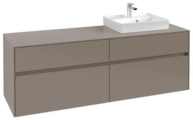 Villeroy & Boch Collaro Waschtischunterschrank 1600 mm Soft Grey, 4 Auszüge, Becken rechts
