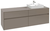 Villeroy & Boch Collaro Waschtischunterschrank 1600 mm Soft Grey, 4 Auszüge, Becken rechts