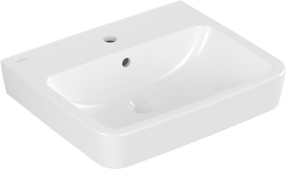 Villeroy & Boch O.novo Wandwaschbecken 550x460 mm Weiß Alpin – Eckige Sanitärkeramik mit Überlauf