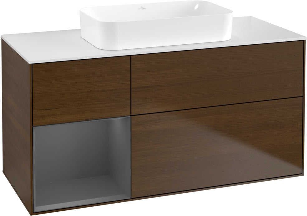 Villeroy & Boch Finion Waschbeckenunterschrank 1200 mm Walnut Veneer mit Beleuchtung