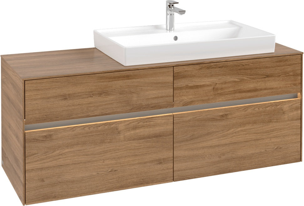 Villeroy & Boch Collaro Waschtischunterschrank 1400 mm mit LED-Beleuchtung und 4 Auszügen