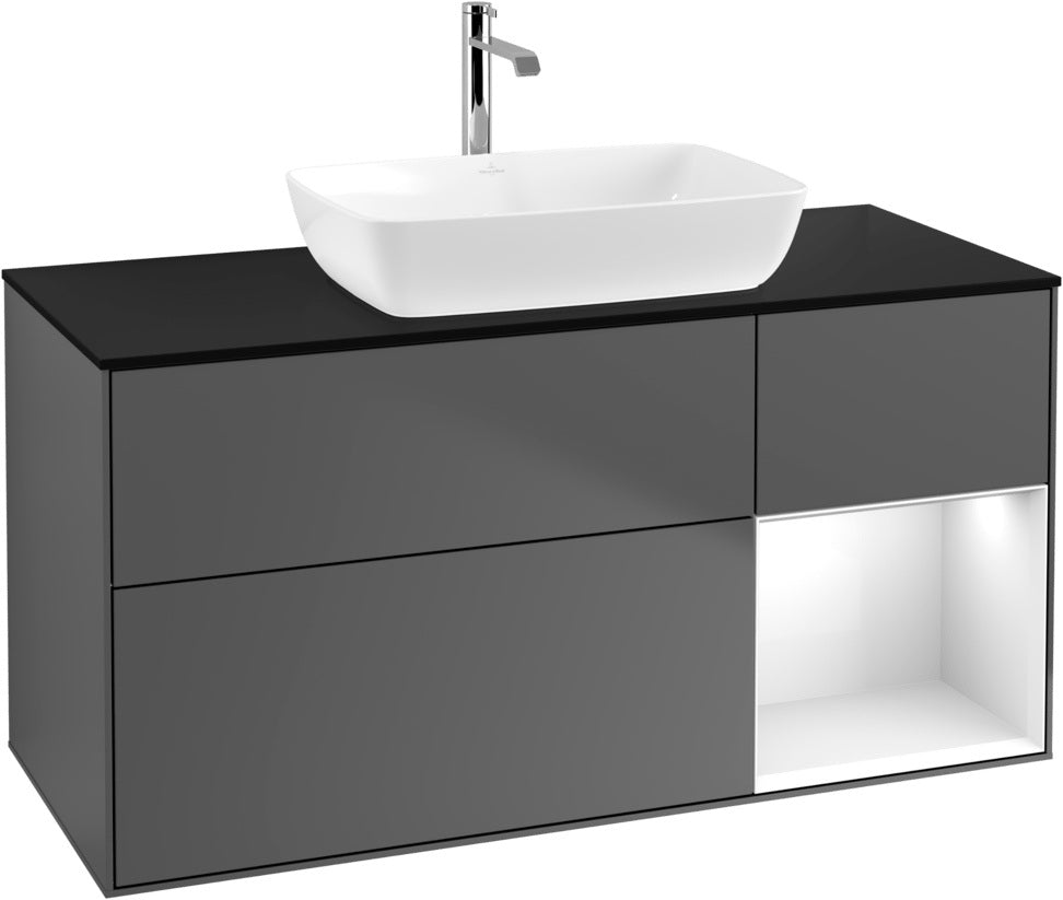 Villeroy & Boch Finion Waschbeckenunterschrank 1200 mm Glossy White Lacquer mit Beleuchtung
