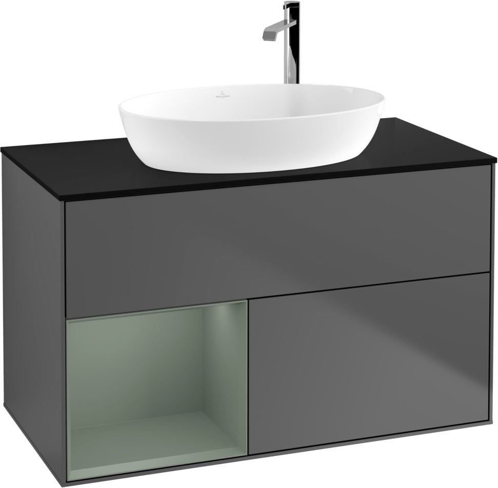 Villeroy & Boch Finion Waschbeckenunterschrank G892G 1000 mm Glossy White Lacquer mit Beleuchtung
