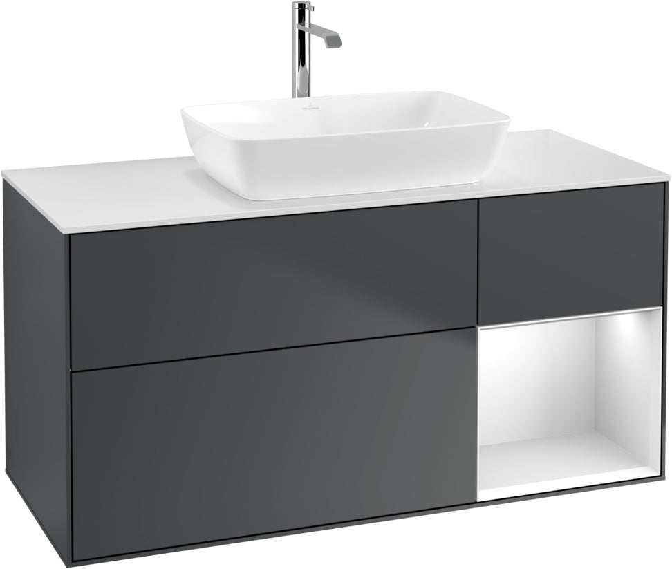 Villeroy & Boch Waschtischunterschrank Finion G831G 1200 mm Glossy White Lacquer mit Beleuchtung