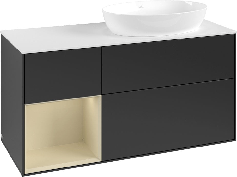 Villeroy & Boch Finion Waschtischunterschrank 1200 mm Glossy White Lacquer mit Beleuchtung