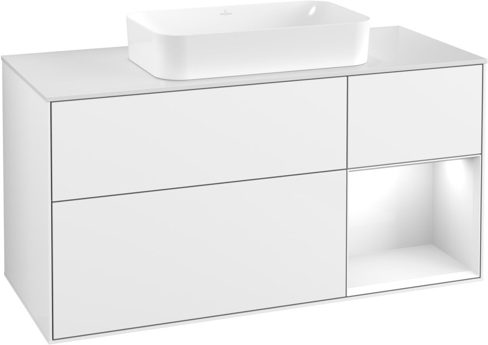 Villeroy & Boch Finion Waschtischunterschrank G711G Black Matt Lacquer 1200 mm mit Beleuchtung