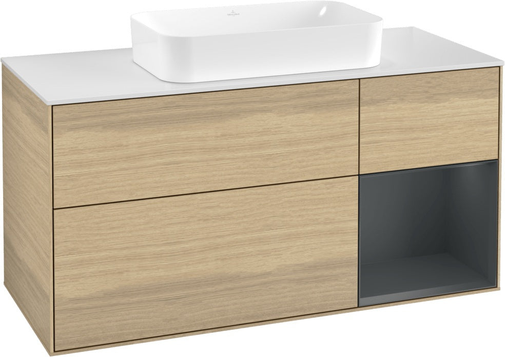 Villeroy & Boch Finion Waschtischunterschrank G711G Black Matt Lacquer 1200 mm mit Beleuchtung