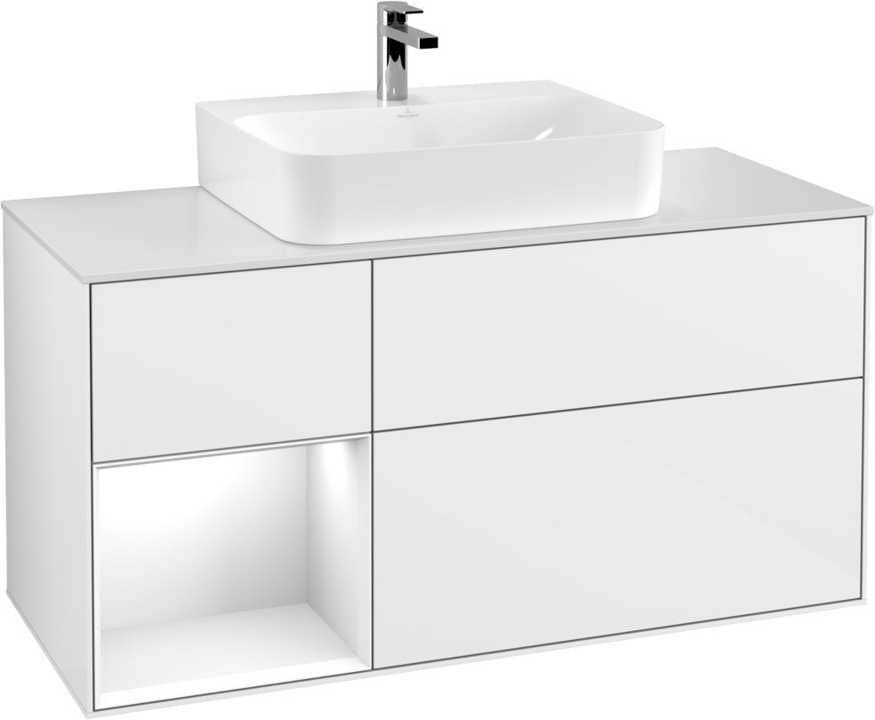 Villeroy & Boch Finion Waschtischunterschrank G161G 1200 mm Glossy White Lacquer mit LED-Beleuchtung
