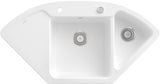 Villeroy & Boch Eckspüle Subway Style Eck 1115 mm Almond CeramicPlus – Keramik, 2 Becken, Abtropffläche