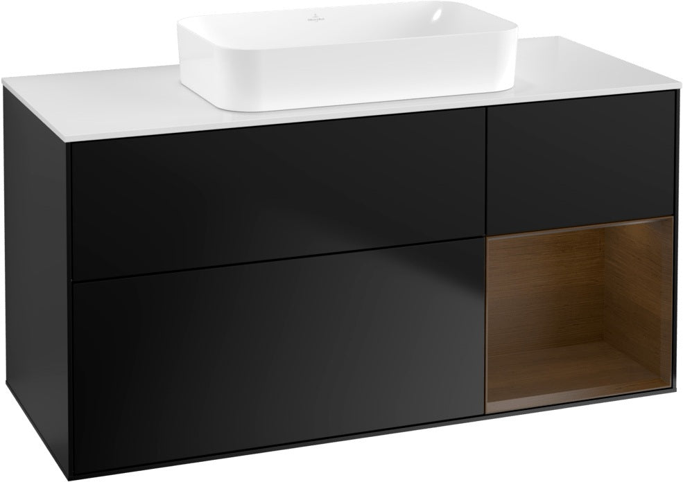 Villeroy & Boch Finion Waschtischunterschrank G711G Black Matt Lacquer 1200 mm mit Beleuchtung
