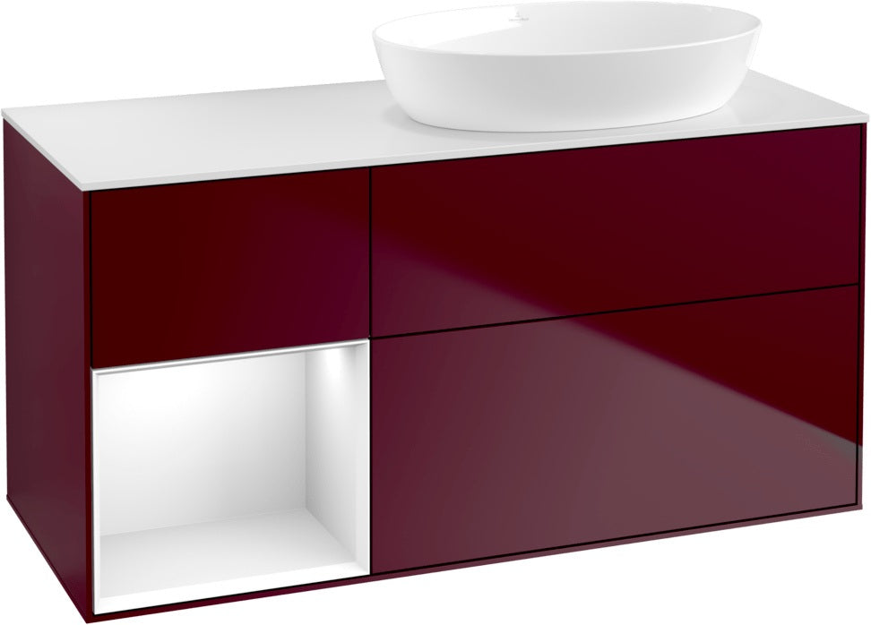 Villeroy & Boch Finion Waschtischunterschrank 1200 mm Glossy White Lacquer mit Beleuchtung
