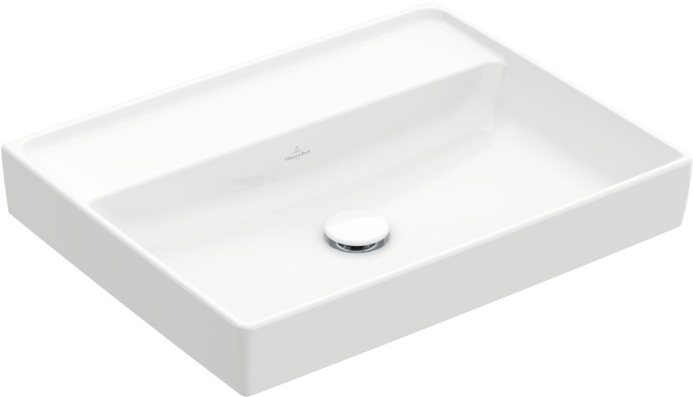 Villeroy & Boch Collaro Wandwaschbecken 600x470 mm Weiß Alpin – TitanCeram, ohne Hahnloch, für Wandmontage
