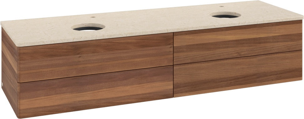 Villeroy & Boch Antao Waschtischunterschrank 1600 mm Warm Walnut mit 4 Auszügen und Beleuchtung