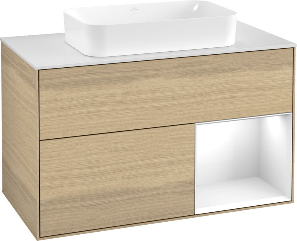 Villeroy & Boch Finion Waschtischunterschrank 1000 mm Glossy White Lacquer mit LED-Beleuchtung