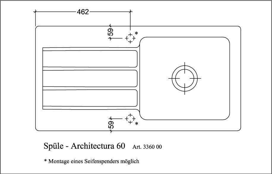 Villeroy & Boch Architectura 60 Einbauspüle 1000x510mm Ebony CeramicPlus reversibel