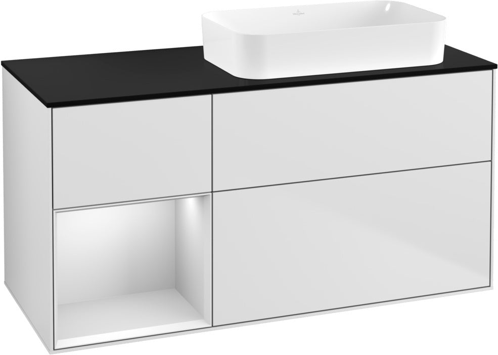 Villeroy & Boch Finion Waschtischunterschrank 120 cm Glossy White Lacquer mit Beleuchtung