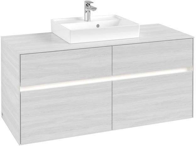 Villeroy & Boch Collaro Waschtischunterbau 1200 mm mit LED-Beleuchtung und 4 Auszügen in Truffle Grey